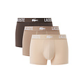 Lacoste Lacoste Heren Boxershorts Effen Bruin/Beige 5H2393-I87 3-Pack