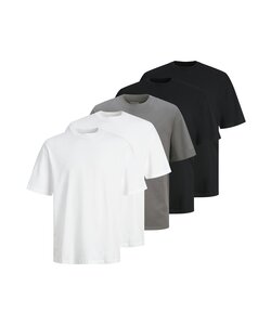 Jack & Jones Men's T-Shirt JJHUGO Round Neck Plain 5-Pack