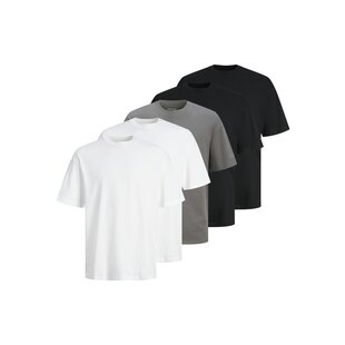Jack & Jones Heren T-Shirt JJHUGO Ronde Hals Effen 5-Pack