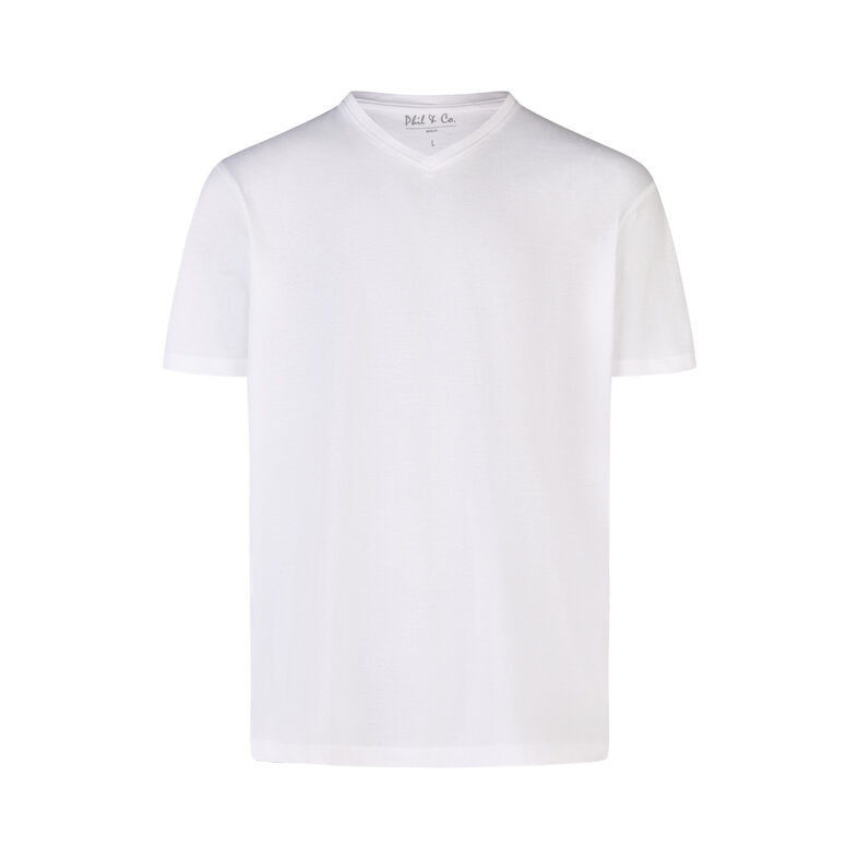 Phil & Co Phil & Co Men's Undershirt Cotton T-shirt V-Neck 2-Pack White