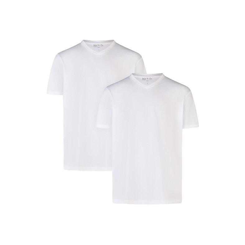 Phil & Co Phil & Co Men's Undershirt Cotton T-shirt V-Neck 2-Pack White