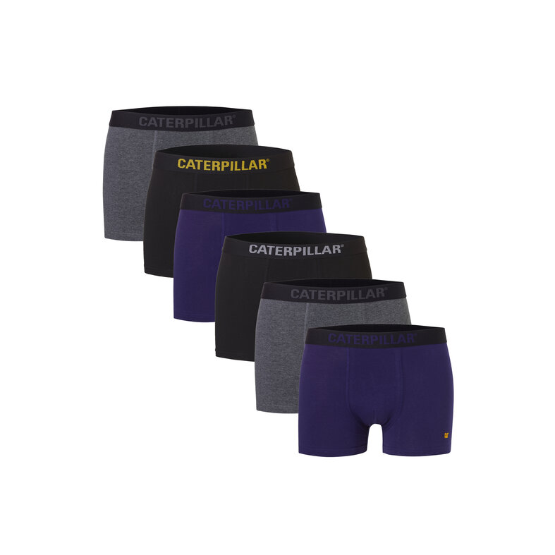 Cat CAT Heren Boxershorts 6-Pack Multipack Effen Zwart/Grijs/Blauw