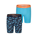 Happy Shorts Happy Shorts Men's Long Legs Boxer Briefs Blue Palms Print 2-Pack