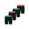 Happy Shorts Happy Shorts Men's Long Legs Boxer Briefs 4-Pack Neon Solid Black