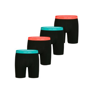 Happy Shorts Heren Boxershorts Met Lange Pijpen Boxer Briefs 4-Pack Neon Effen Zwart