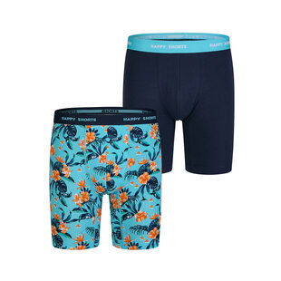Happy Shorts Men's Long Legs Boxer Briefs Flower Print 2-Pack