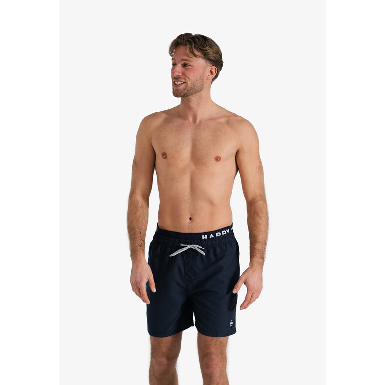 Happy Shorts Happy Shorts Zwemshorts Heren Dubbele Waistband Effen Navy Blauw