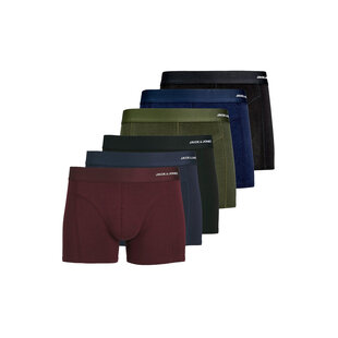 Jack & Jones Heren Boxershorts Trunks Effen JACBASIC Bamboe 6-Pack Rood/Zwart/Blauw/Groen