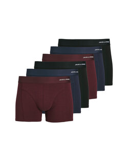 Jack & Jones Heren Boxershorts Trunks Effen JACBASIC Bamboe 6-Pack Rood/Blauw/Zwart
