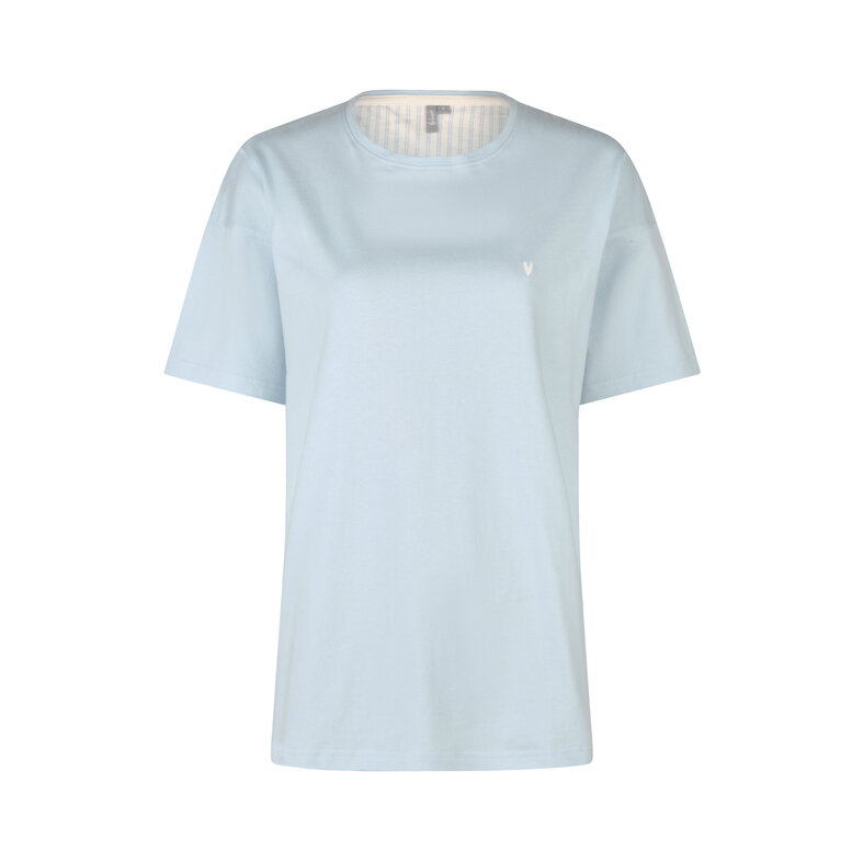 By Louise By Louise Dames Korte Pyjama Set Shortama Lichtblauw/Off-White Gestreept