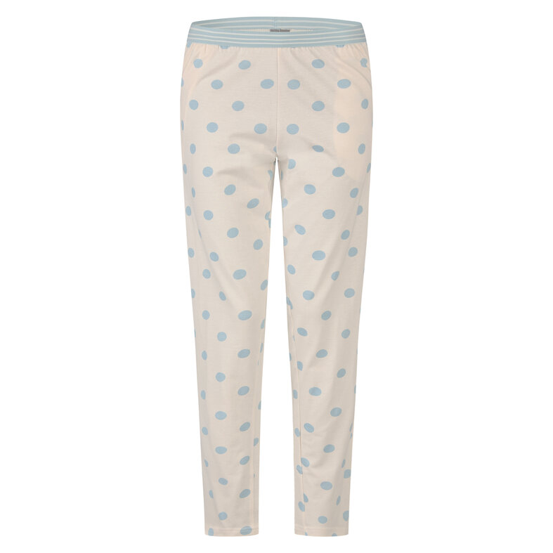 By Louise By Louise Dames Pyjama Set Lang Lichtblauw Gestipt