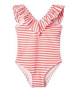 Name It Meisjes Badpak NKFZALEY Gestreept Met V-hals Roze