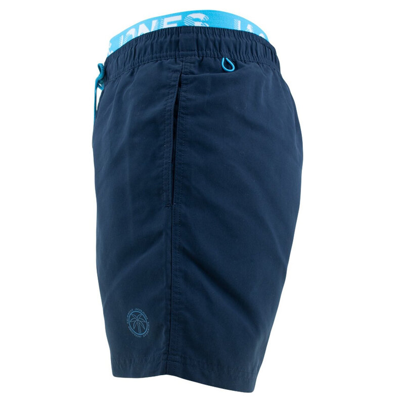 Jack & Jones Jack & Jones Men's Swim Shorts JPSTFIJI Double Waistband Plain Dark Blue/Neon Blue