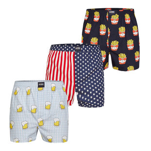 Happy Shorts Wide Boxer Shorts Men With Print 3-Pack