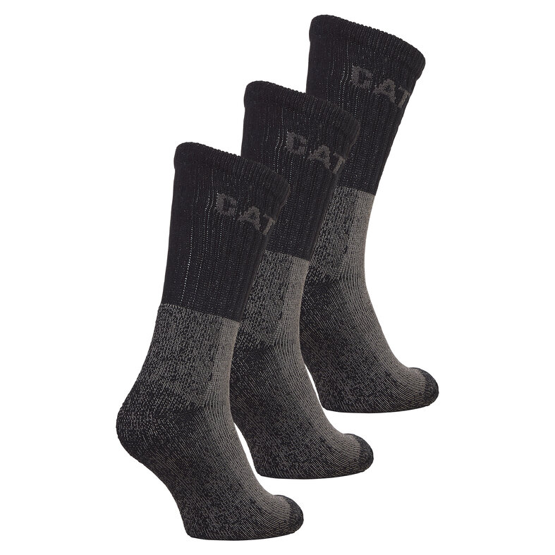 Cat Caterpillar Heavy Duty Men's Work Socks 3 pair Black/Grey
