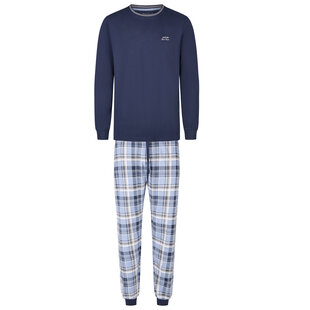 Phil & Co Heren Pyjama Set Lang Blauw Geruit