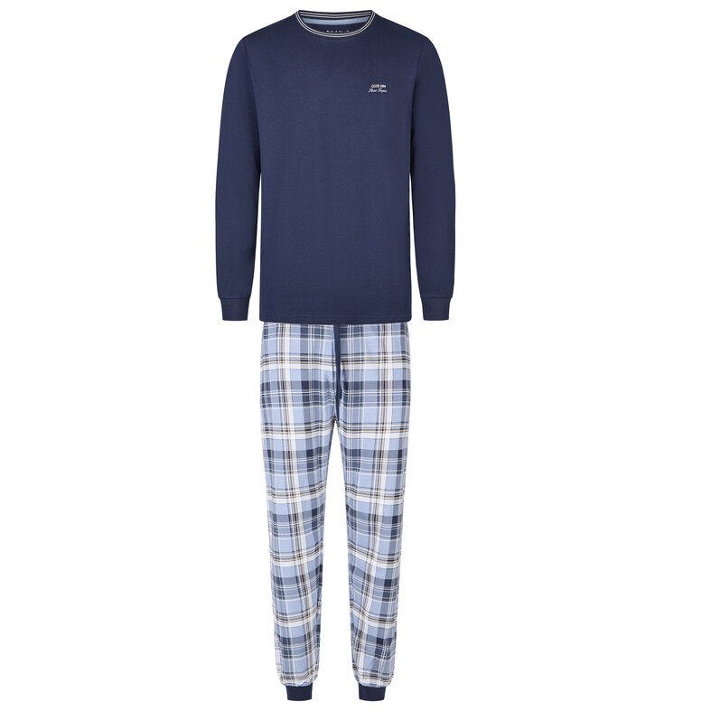 Phil & Co Phil & Co Heren Pyjama Set Lang Blauw Geruit