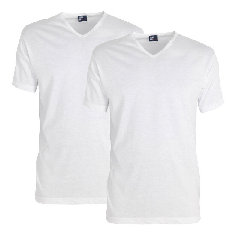Alan Red Alan Red Men's Underwear VERMONT Extra Long T-shirt V-Neck 2-Pack - White