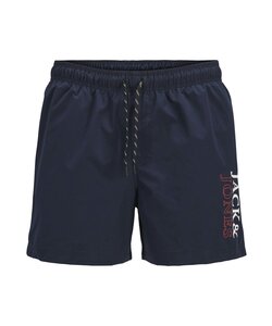 Jack & Jones Heren Zwemshort JPSTMAUI Double Logo Effen Donkerblauw