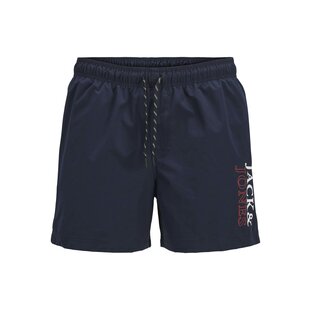 Jack & Jones Heren Zwemshort JPSTMAUI Double Logo Effen Donkerblauw