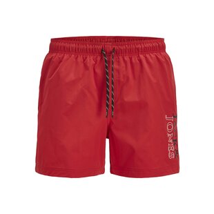 Jack & Jones Men's Swim Short JPSTMAUI Double Logo Solid Red