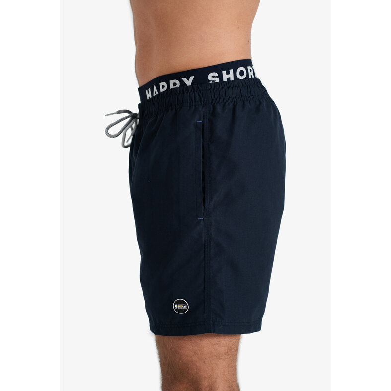 Happy Shorts Happy Shorts Heren Zwemshort Dubbele Waistband Effen Donkerblauw