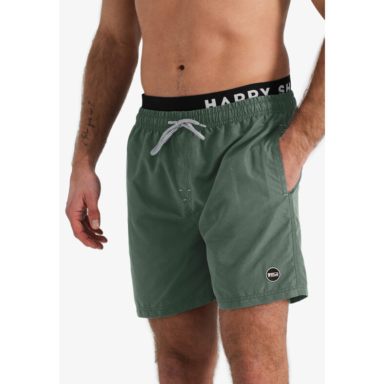 Happy Shorts Happy Shorts Heren Zwemshort Dubbele Waistband Effen Kaki