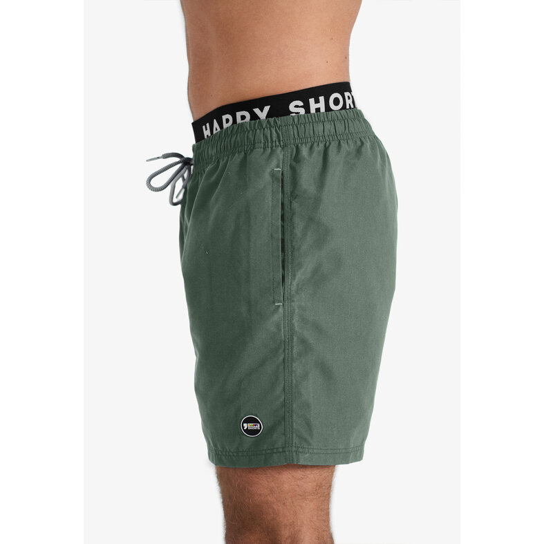 Happy Shorts Happy Shorts Heren Zwemshort Dubbele Waistband Effen Kaki