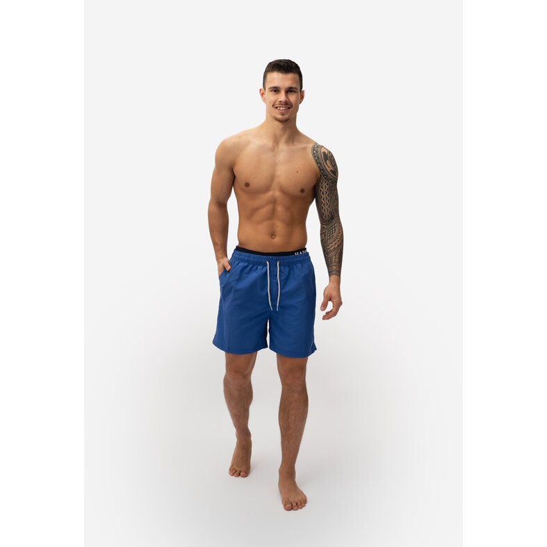 Happy Shorts Happy Shorts Men's Swim Short Double Waistband Solid Blue