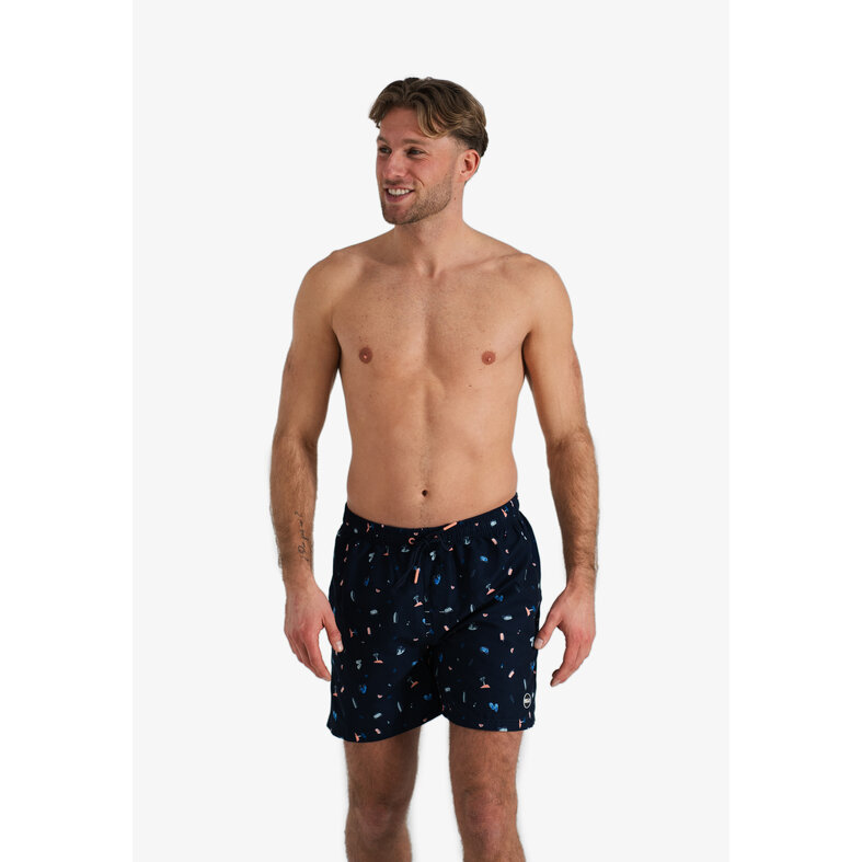 Happy Shorts Happy Shorts Heren Zwemshort Strand Donkerblauw Print