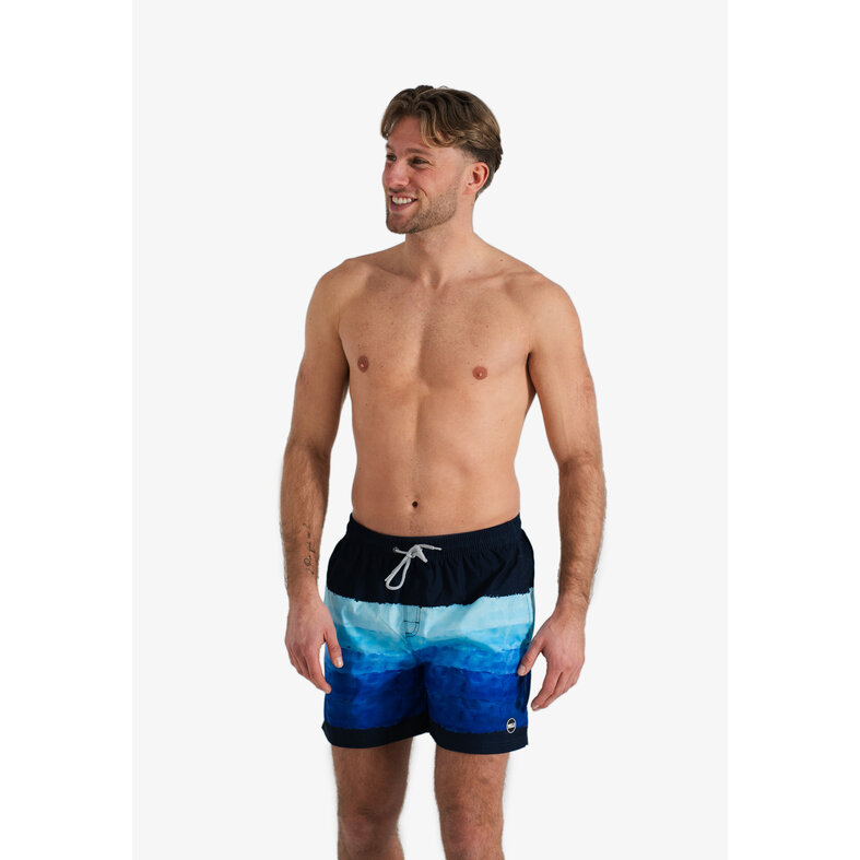 Happy Shorts Happy Shorts Men's Swim Short Watercolor Stripes Print Blue