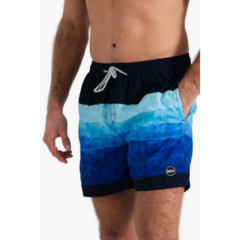 Happy Shorts Happy Shorts Men's Swim Short Watercolor Stripes Print Blue