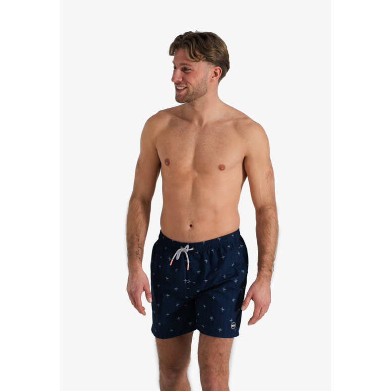 Happy Shorts Happy Shorts Men's Swim Short Palms Dark Blue Print