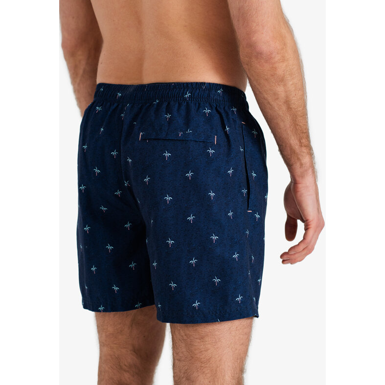 Happy Shorts Happy Shorts Men's Swim Short Palms Dark Blue Print