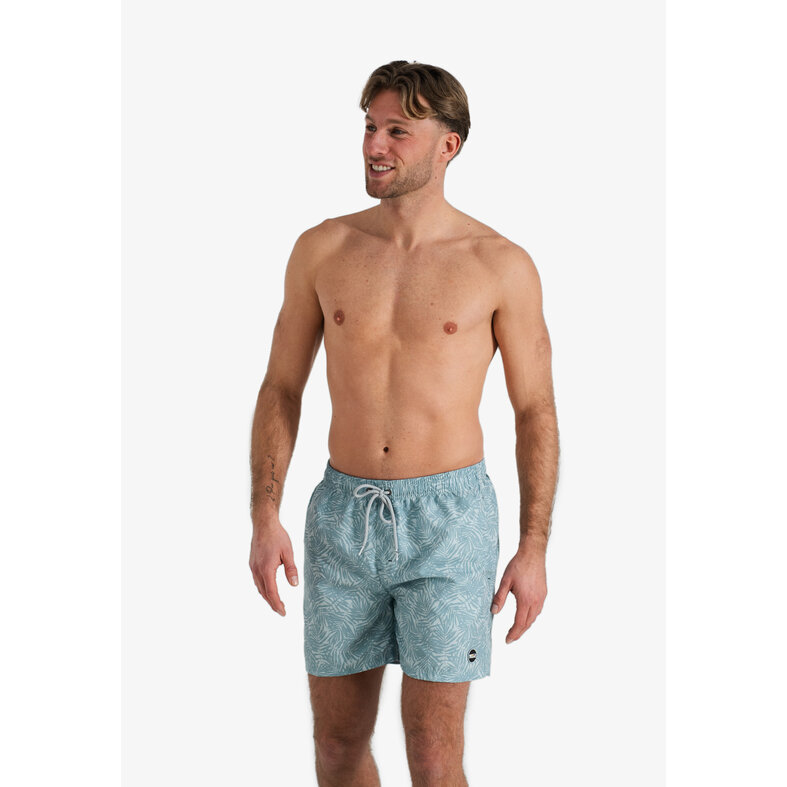 Happy Shorts Happy Shorts Men's Swim Short Palm Leaves Blue Gray Print