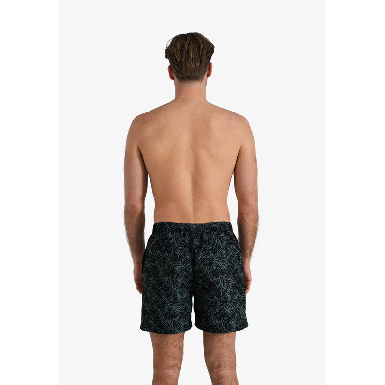 Happy Shorts Happy Shorts Men's Swim Short Palm Leaves Black/Jungle Green Print