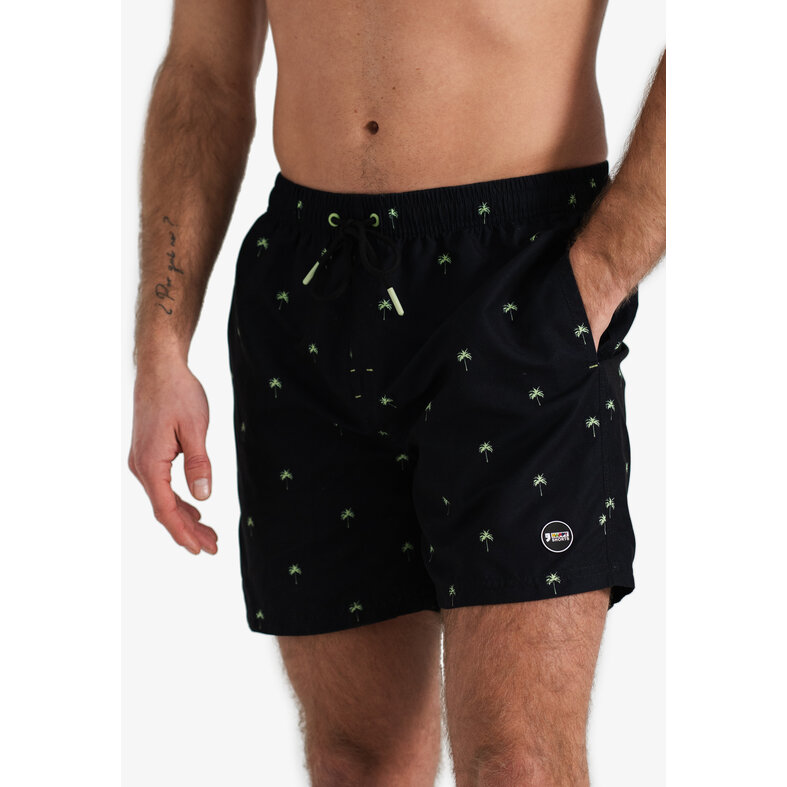 Happy Shorts Happy Shorts Heren Zwemshort Palmbomen Zwart Print