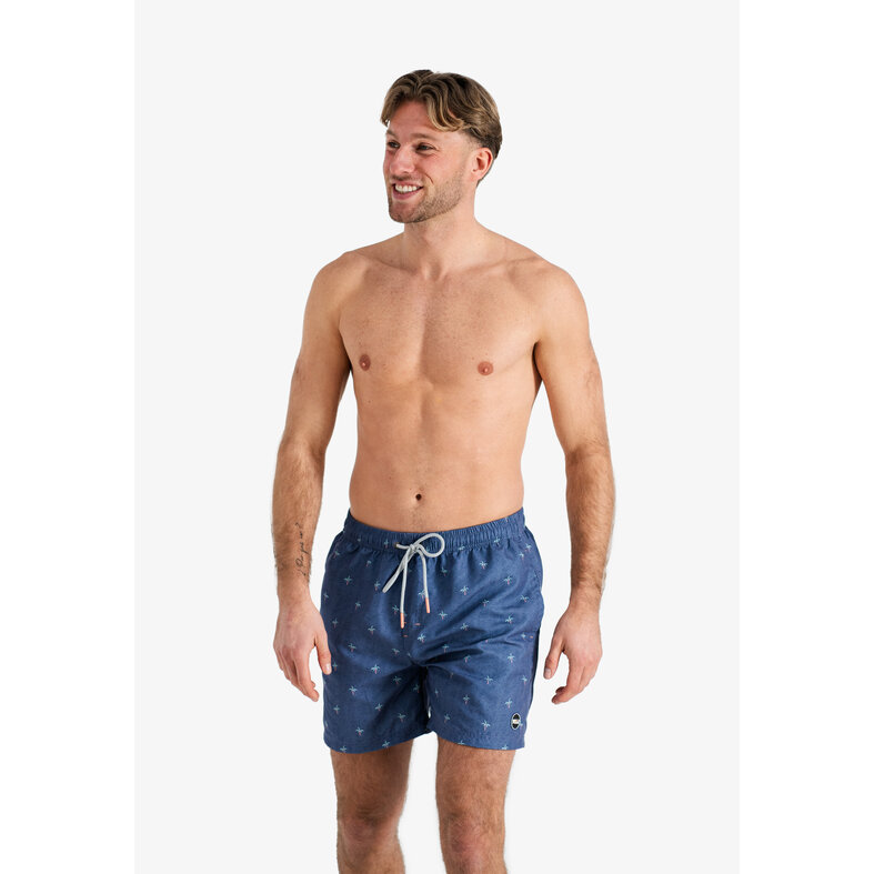 Happy Shorts Happy Shorts Heren Zwemshort Palmbomen Donkerblauw Print