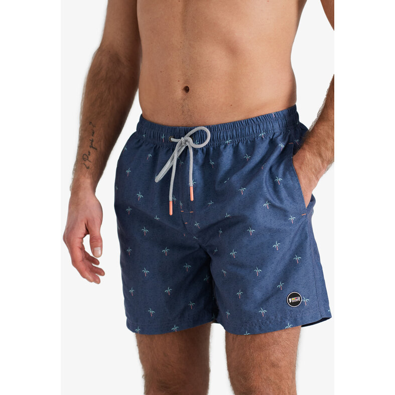 Happy Shorts Happy Shorts Heren Zwemshort Palmbomen Donkerblauw Print