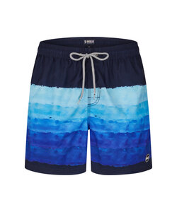Happy Shorts Heren Zwemshort Waterverf Strepen Print Blauw