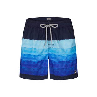 Happy Shorts Heren Zwemshort Waterverf Strepen Print Blauw