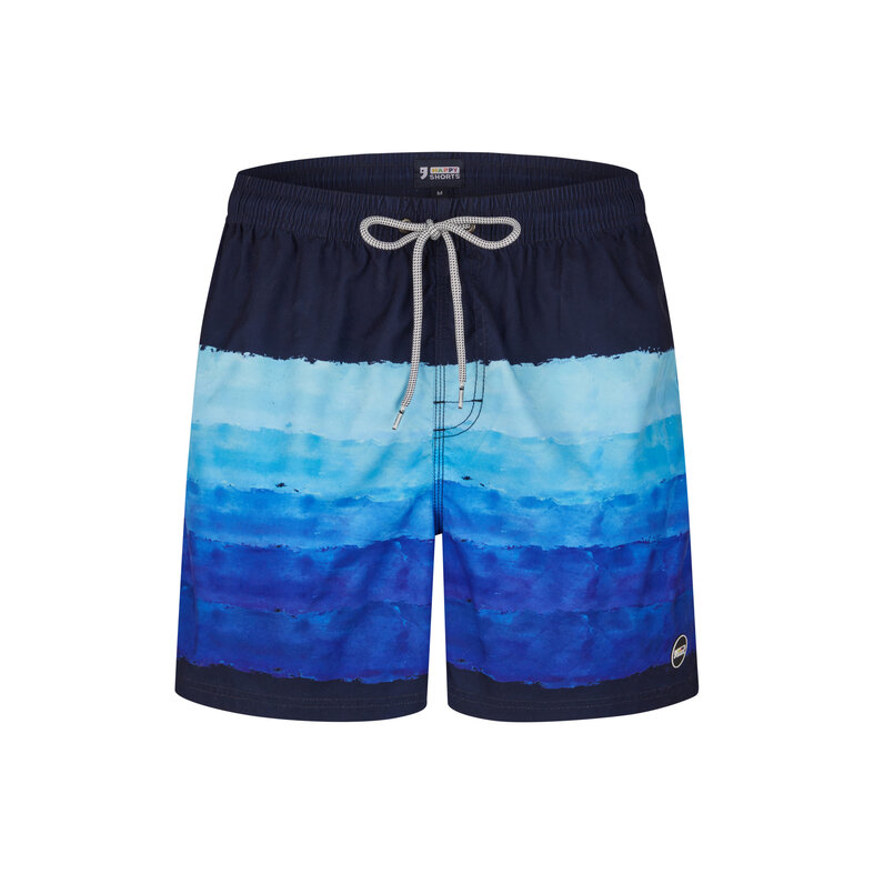 Happy Shorts Happy Shorts Men's Swim Short Watercolor Stripes Print Blue