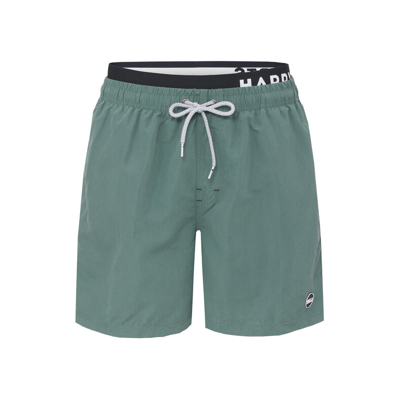 Happy Shorts Happy Shorts Men's Swim Short Double Waistband Solid Khaki
