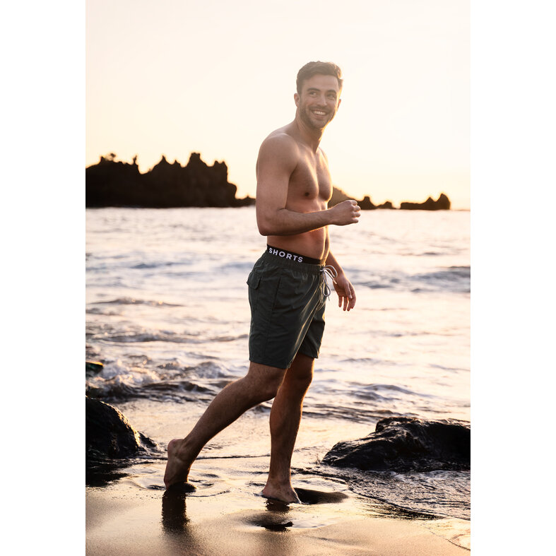 Happy Shorts Happy Shorts Heren Zwemshort Dubbele Waistband Effen Kaki