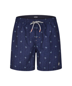 Happy Shorts Men's Swim Short Palms Dark Blue Print
