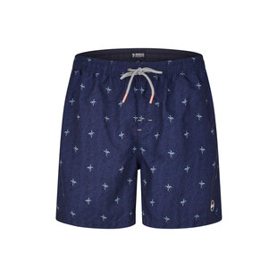Happy Shorts Heren Zwemshort Palmbomen Donkerblauw Print