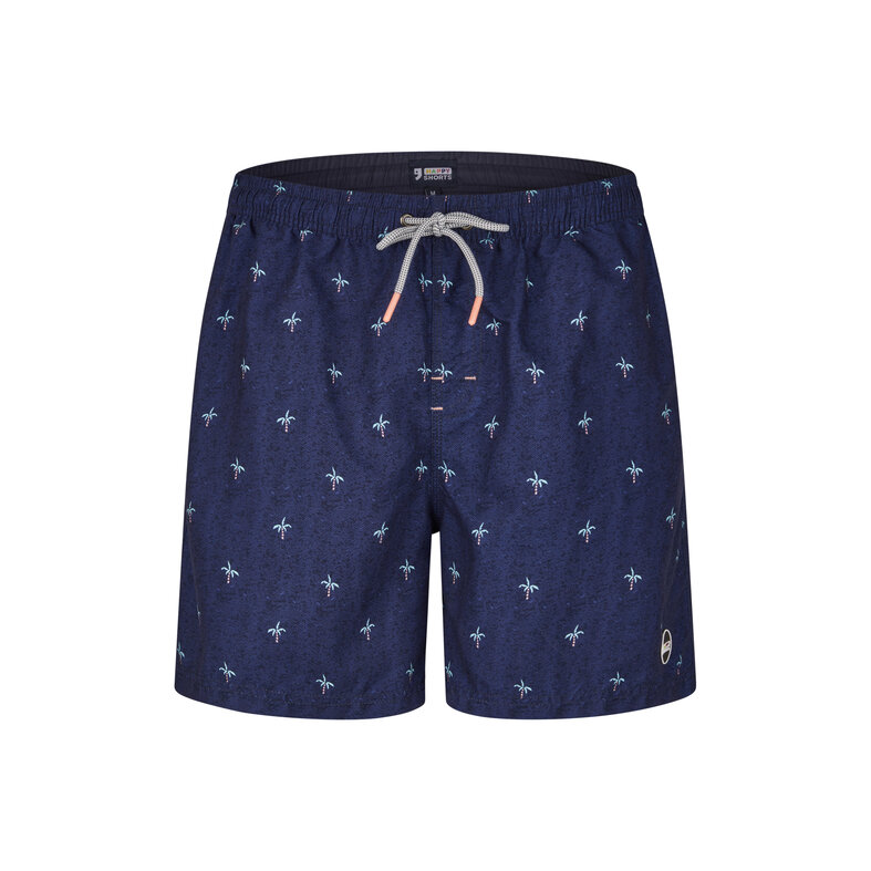 Happy Shorts Happy Shorts Men's Swim Short Palms Dark Blue Print