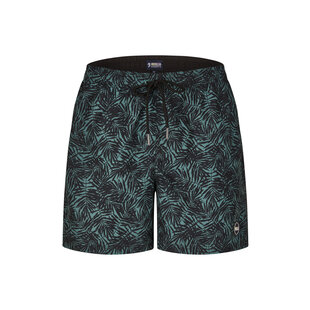 Happy Shorts Men's Swim Short Palm Leaves Black/Jungle Green Print
