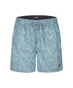 Happy Shorts Men's Swim Short Palm Leaves Blue Gray Print