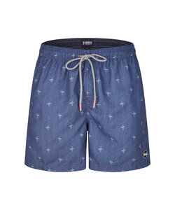 Happy Shorts Heren Zwemshort Palmbomen Donkerblauw Print